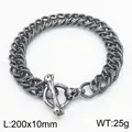 Pulsera de acero de titanio con cierre OT de hueso envejecido, 200x10mm, peso 25g - Estilo de cadena curb fina (KB179425-Z)
