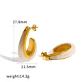 Eleganti orecchini a C in acciaio inossidabile oro 18k con resina a effetto marmo - Stile Gancio a C (TE60763-WT) / Bianco latte