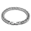 Bracelet à double maillon cubain en acier inoxydable poli de qualité supérieure chic - Style D 8mm