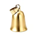 Motorcycle guardian bell pendant in matte gold finish with brushed metal texture - Gold - Solo Pendant (seed-shaped Clasp)