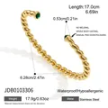 Detail view of gold twisted stainless steel cuff bracelet with product dimensions and weight - Twisted Opening Bangle (JDB0103306)
