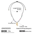 Beaded stainless steel necklace with seahorse pendant and colorful beads on black cord - Jdn0305059