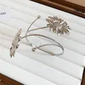 Silver oversized sunflower arm cuff with intricate petal detail for women - 7# Carved Sunflower Design / Silver