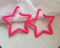 Neon pink frosted acrylic star earrings with minimalist silver needles for a bold look - Stud Style / Pink