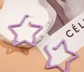 Star-shaped acrylic hoop earrings in matte purple with silver pins for women - Stud Style / Purple