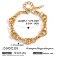 Vista detallada de la pulsera de eslabones de acero inoxidable dorado con medidas - Pulsera de Cadena de Eslabones Dorada (JDB0301338)