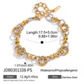 Pulsera de eslabones de acero inoxidable en oro y plata con las medidas detalladas - Pulsera de Eslabones Bicolor Oro Plata (JDB0301338-PS)