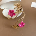 Summer floral armlet with pink enamel and gold-tone flower design. - Rose Red