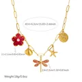 Detailed size and weight specs of gold-plated dragonfly and starfish charm necklace - N4279
