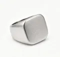 Minimalist silver square signet ring with matte sandblasted finish and polished inner band - US Size 10 / Steel