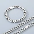 Conjunto de pulsera y collar de cadena de eslabones cubanos Miami de acero pulido - Pulsera 19CM / 10MM Acero