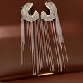 Elegant silver irregular long tassel earrings featuring luxury dangling ball chain fringe - Silver (Silver Pin)