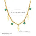 Detailed view of turquoise and ankh pendant necklace with size and weight measurements - N4285