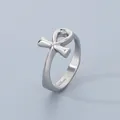 Vintage Ring aus Edelstahl mit Ankh-Kreuz für Herren in einer polierten Silberoptik - Stahlfarbe (KR110679-KJX)