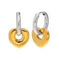 Boucles d'oreilles créoles cœur bicolores en acier inoxydable plaqué or 18 carats - Boucles d'Oreilles Coeur Creux-Bicolore