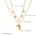 Detailed measurements of layered gold necklace with Eye of Horus and Nefertiti charms. - N4287