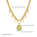 Vintage Egyptian Tutankhamun pendant necklace with Ankh cross charms in gold plated steel - N4288
