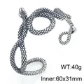 Brazalete de serpiente de acero de titanio punk vintage con escamas texturizadas finas - Estilo Serpiente (KB209337-LU) / Interior 60x31mm