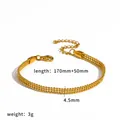 Elegant 18k gold plated stainless steel double row bead bracelet, 170mm plus 50mm length - 4.5mm Three-row Round Bead Style (TB5230)