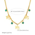 Detail view of gold-plated stainless steel necklace with turquoise and Horus eye charms - N4278