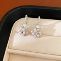 Close-up of elegant white pearl and zircon cluster drop earrings in a jewelry box - Earrings Only / Silver