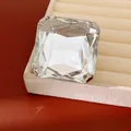Stunning oversized square cut clear crystal stud earring with a premium silver needle - Ring / Silver-Clear