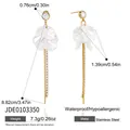 Detailed measurements of long pearl tassel earrings in gold-plated stainless steel - Stud Petal Rhinestone Tassel Style (JDE0103350)