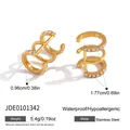 Detailed dimensions of gold plated stainless steel triple row ear cuff jewelry - Triple Row Ear Cuff (JDE0101342)
