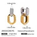 Vue détaillée des boucles d'oreilles bicolores en acier avec poids et dimensions. - Créole Géométrique (JDE0101340-PS) / Bicolore (JDE0101340-PS)