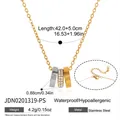 18k gold plated stainless steel triple ring necklace with crystal accents - Triple Interlocking Rings Style (JDN0201319-PS) / Three-Color Mixed
