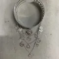 Bracelet manchette argenté bohème avec pampilles de pièces de monnaie en cascade - Argent