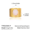 Dimensions and specifications for 18K gold stainless steel ring with pink oval stone - Pink Stone (YYR023085-P)