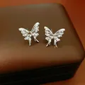 Eleganti orecchini a lobo a farfalla in argento con scintillanti zirconi con taglio marquise - Argento