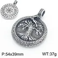 Nordic Viking Yggdrasil Ouroboros pendant in stainless steel, antique silver finish - Ouroboros Tree of Life Pendant Only (Without Chain) (KP117703-LU) / 1 Piece/Pack (54x39mm)