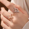 Elegant 18k gold plated star rings with cubic zirconia, adjustable open band design - Style 1