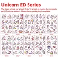 Set of 10 waterproof unicorn cartoon tattoo stickers for kids with colorful rainbows - Unicorn ED Series / 6.8x12cm (10 Photos Per Set)