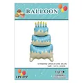 Three-tier blue birthday cake aluminum balloon with candles, size 107.5x69CM for party - Self-Standing Candle Cake-Blue / Backing Card Included