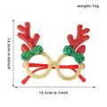 Occhiali festa di Natale con corna di renna glitterate oro e fiocco verde - Corna Rosse + Fiocco Verde