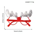Christmas party glasses with red frames and silver sequined reindeer antlers - Silver Antler