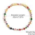 Adjustable gold bracelet featuring colorful marquise-cut zircons with 20cm length - Mixed Color Rhombus