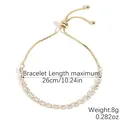 Adjustable gold bracelet with cubic zirconia stones, length 26cm and weight 8g - Adjustable White Zirconia Gold
