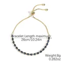 Adjustable gold bracelet with dark blue marquise zircon stones and slide clasp closure - S2512-7 Pull-out Dark Blue Diamond Gold