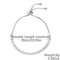 Silver adjustable pull-chain bracelet with marquise-cut sparkling cubic zirconia crystals - Adjustable White Zirconia Silver