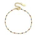 Bohemian gold stainless steel chain bracelet with colorful enamel beads - Gold Multi-color