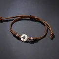 Handgefertigtes braunes Kordelarmband mit silbernem Sternkompass und NESW-Gravur - Braunes Armband