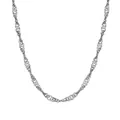 Elegant silver water wave chain necklace in high polished finish with zircon details - Chain Only (Without Pendant)