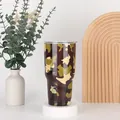 30oz stainless steel vacuum tumbler with camouflage pattern and clear lid on wood base - 30oz / Jungle Camouflage