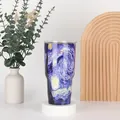 Detail of 30oz insulated tumbler with Van Gogh Starry Night print and clear lid - 30oz / Van Gogh Starry Night