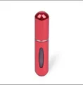 Portable 5ml red metallic perfume atomizer with transparent visual window and silver ring - 5ml / Red