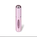 Portable 5ml bottom-fill perfume atomizer in shiny metallic pink with clear window - 5ml / Hot Pink